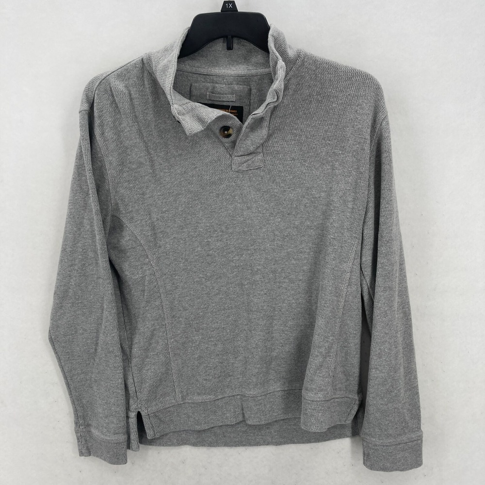 Fat Face UK Henley Pullover Sweater Mens Small Gray Knit Long Sleeve Casual Camp - Picture 1 of 11
